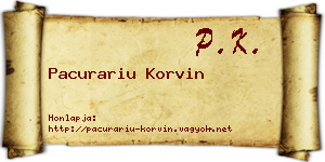 Pacurariu Korvin névjegykártya
